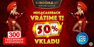 Eurogold casino ponúka MegaCashback: Až do 50 % vkladu späť!
