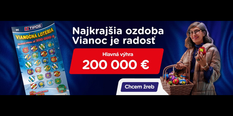 TIPOS Vianočná lotéria odmeňuje aj nevýherné žreby: V hre fantastických 200-tisíc € či zimná dovolenka v Alpách