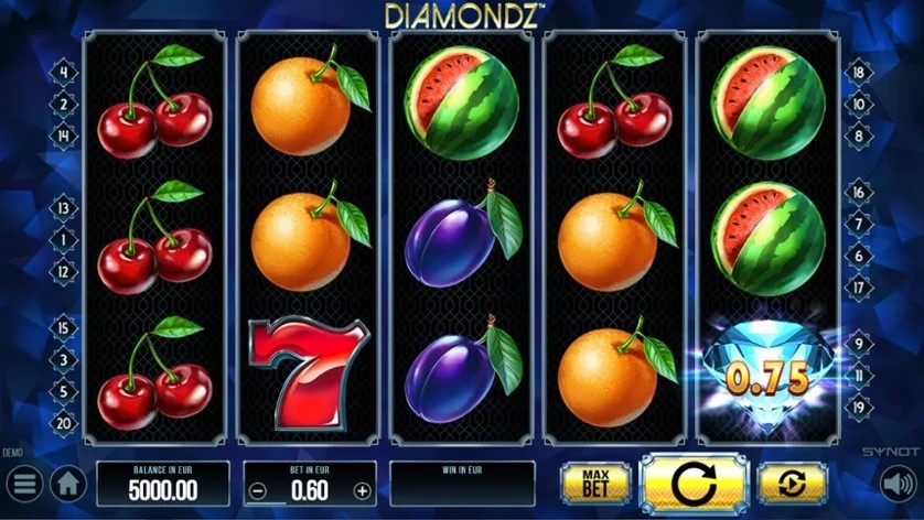 Diamondz od Synot Games v ponuke Eurogold casino.