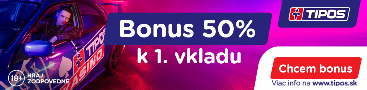 Tipos kasíno bonus 50 % k prvému vkladu – vstupný bonus Tipos Kasíno