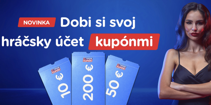 TIPOS kupón: Odteraz môžeš dobíjať svoje hráčske konto hotovosťou a bez poplatkov